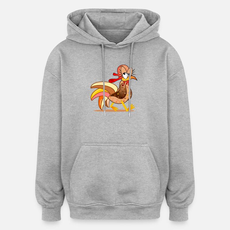 HÜHNERSTALL HÜHNER COMIC - Oversized Unisex Hoodie - Grau meliert