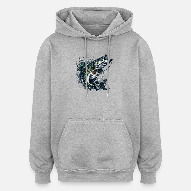Cadeau de pêche Pike - Sweat à capuche oversize unisexe - gris chiné
