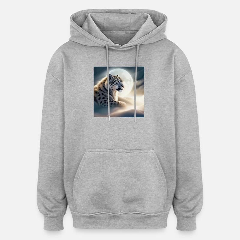 Léopard des Neiges - Sweat à capuche oversize unisexe - gris chiné