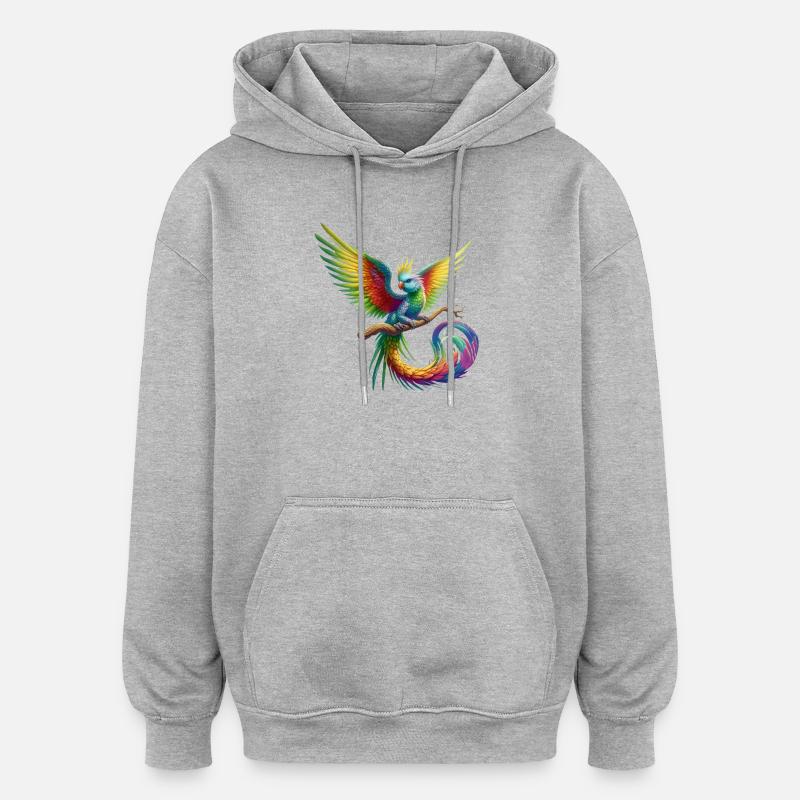 Oiseau de paradis (01) - Sweat à capuche oversize unisexe - gris chiné