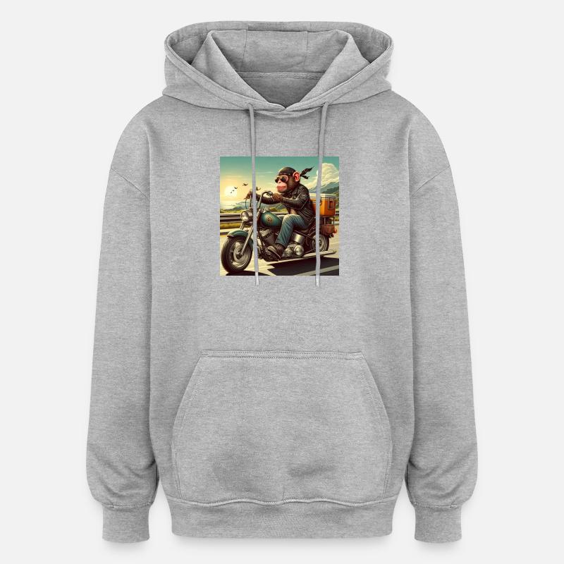Singe à moto - Sweat à capuche oversize unisexe - gris chiné