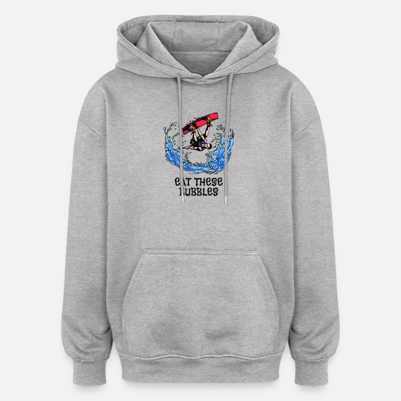 Surfing Kitesurfer Statement Wakeboard Surfboard - Oversized Unisex Hoodie - heather grey