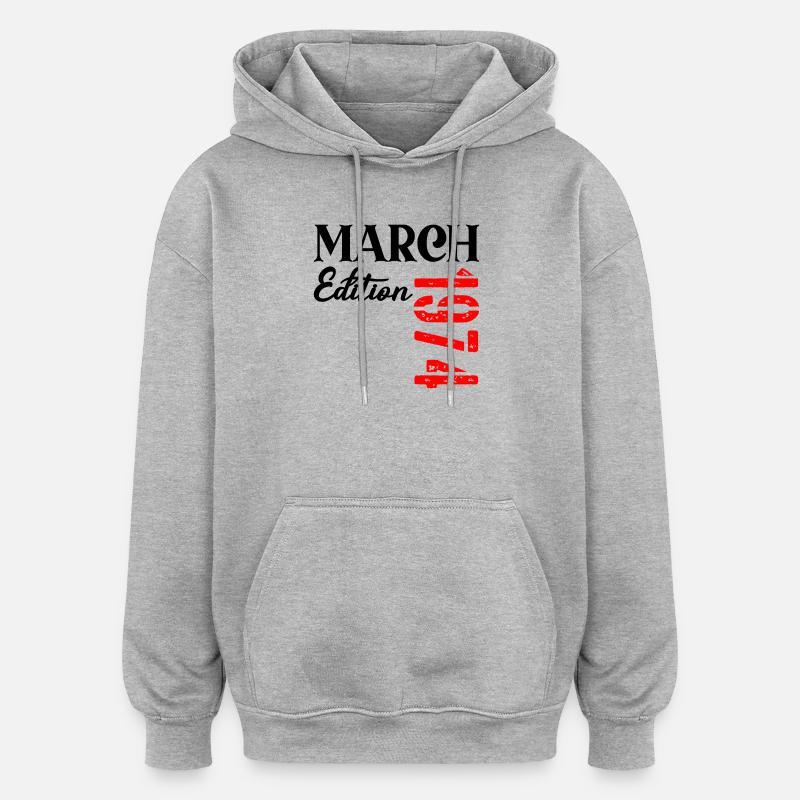 Anniversaire : mars 1974 - 53e anniversaire - Sweat à capuche oversize unisexe - gris chiné