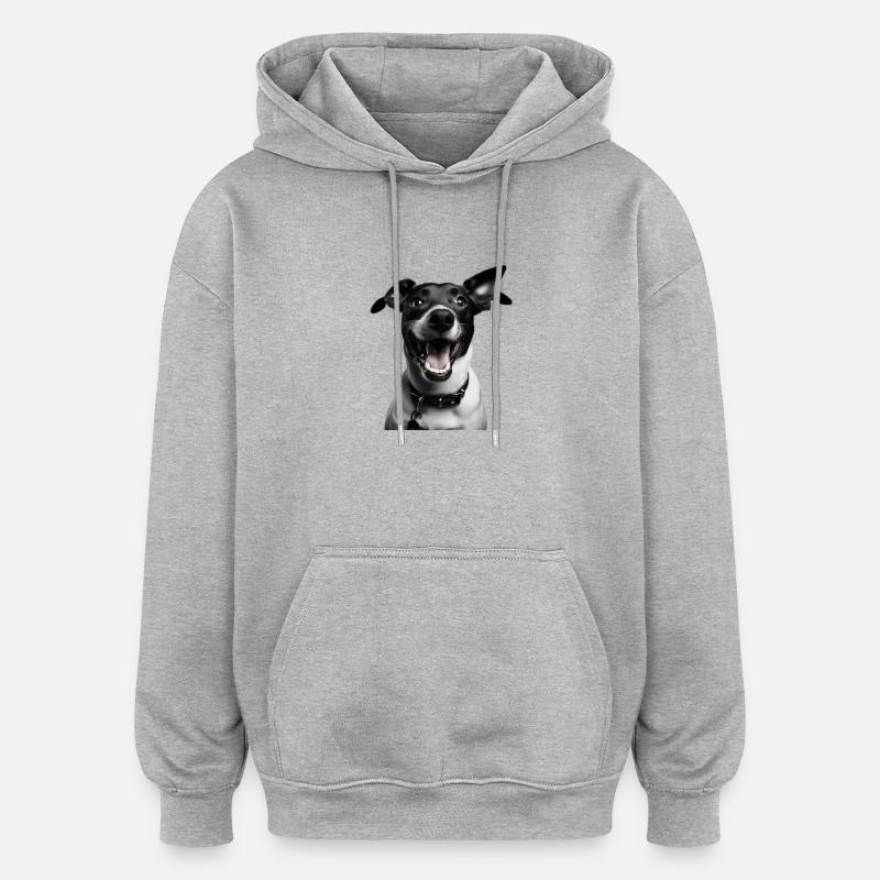 Hund Schwarz Weiss - Oversized Unisex Hoodie - Grau meliert