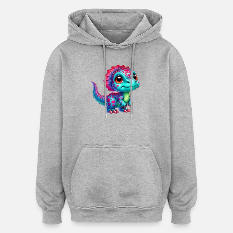 Dinosaure - Sweat à capuche oversize unisexe - gris chiné