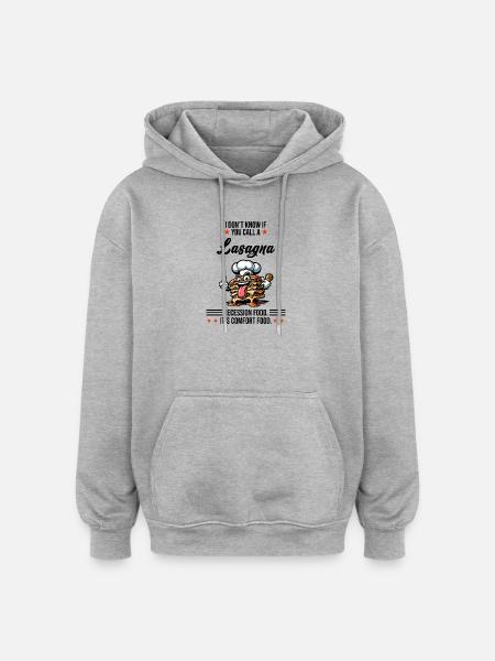 Eating lasagna during recession - Oversized Unisex Hoodie - heather grey