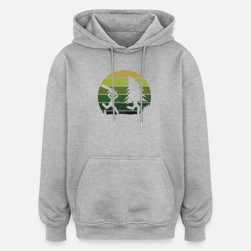 Arbre bûcheron sciure sciure bois bois - Sweat à capuche oversize unisexe - gris chiné