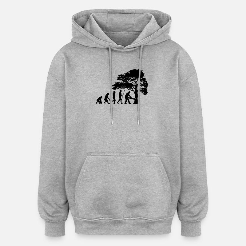 Lumberjack Tree Evolution Saw Sawdust - Oversized Unisex Hoodie - heather grey