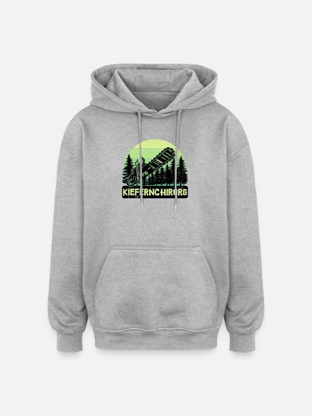 Bûcheron déclaration bois scie arbre boiseries - Sweat à capuche oversize unisexe - gris chiné