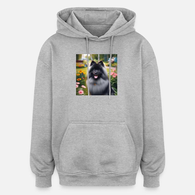 Wolspitz Keeshond - Felpa con cappuccio unisex oversize - grigio melange