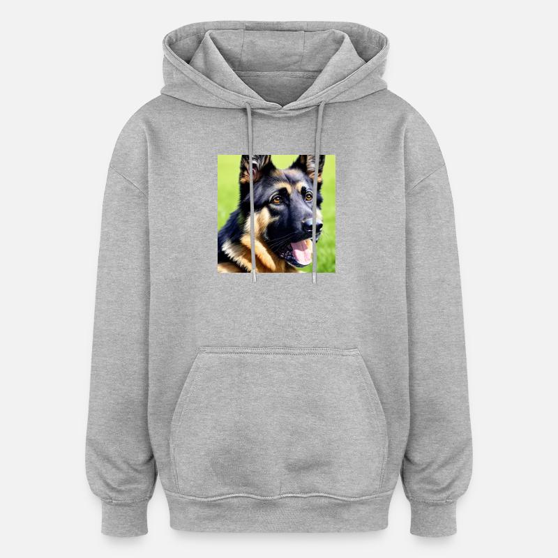 Loyal and protective: German Shepherd - Oversized Unisex Hoodie - heather grey