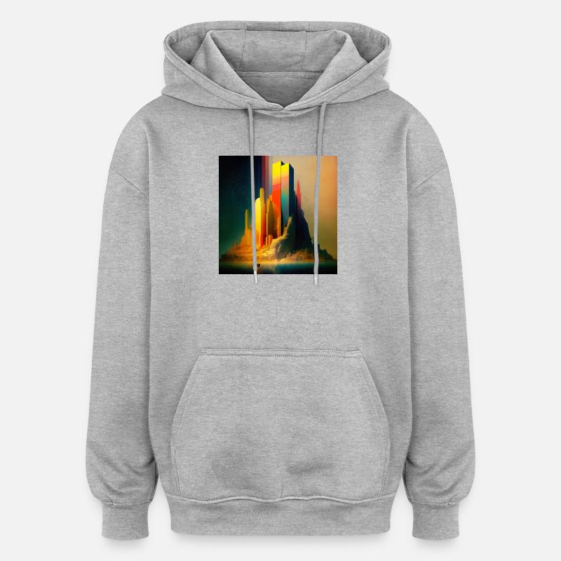 Megalopolis 03 - Sweat à capuche oversize unisexe - gris chiné