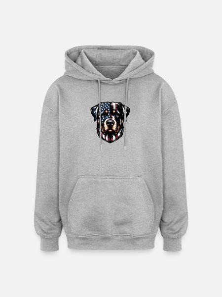 Rottweiler USA dog design - Oversized Unisex Hoodie - heather grey
