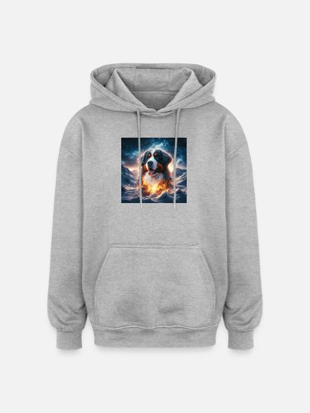 Bouvier bernois - Sweat à capuche oversize unisexe - gris chiné