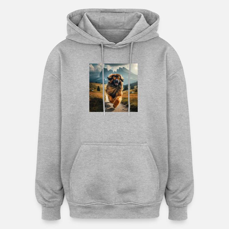 L’art de Leonberg - Sweat à capuche oversize unisexe - gris chiné