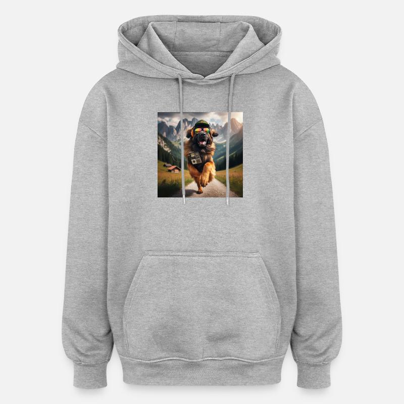 L’art de Leonberg - Sweat à capuche oversize unisexe - gris chiné