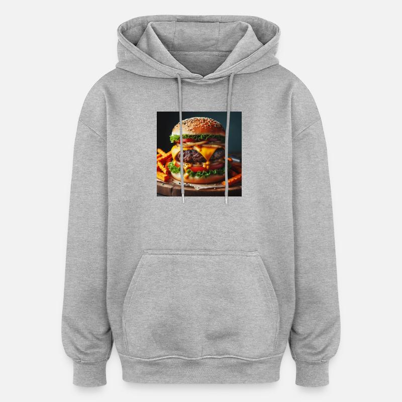 Burger complet - Sweat à capuche oversize unisexe - gris chiné