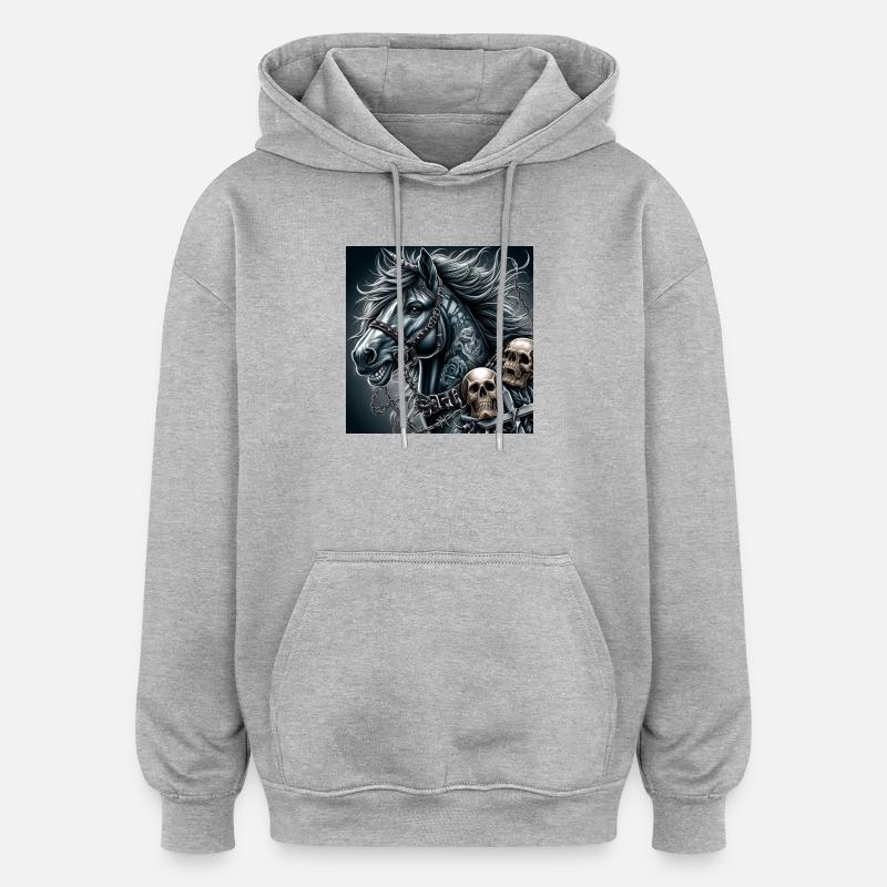 Cheval lourd - Sweat à capuche oversize unisexe - gris chiné