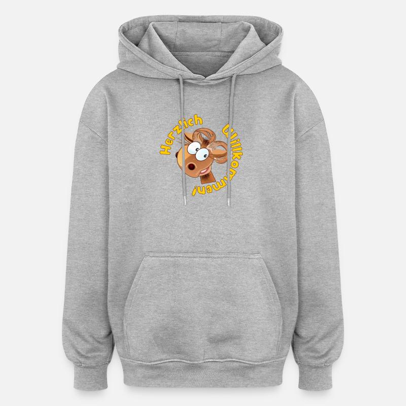 Herzlich Willkommen - Widder Schafe - Oversized Unisex Hoodie - Grau meliert