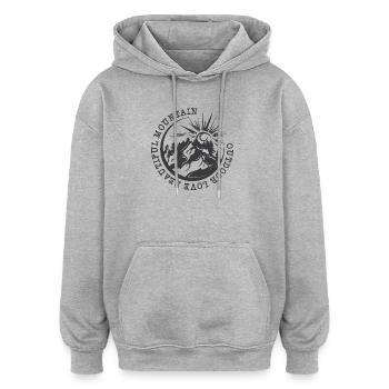 Montagnes Aventure En Plein Air Nature Illustration Graphique - Sweat à capuche oversize unisexe - gris chiné - Devant - Noah (186cm)