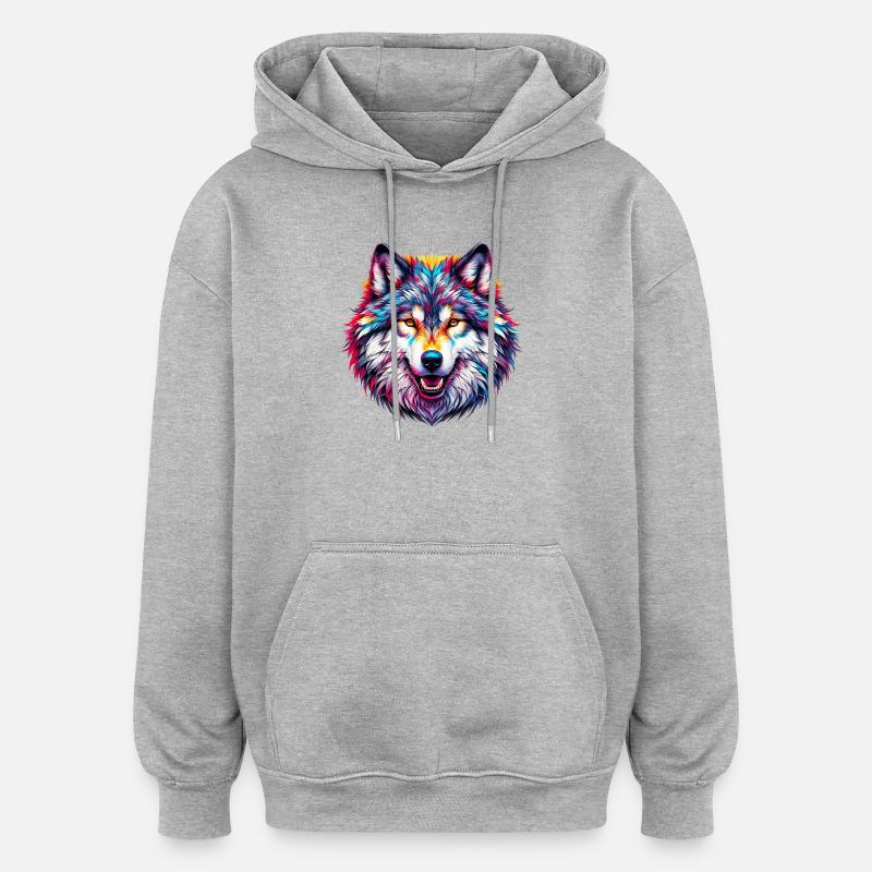 Wolf - Oversized Unisex Hoodie - heather grey