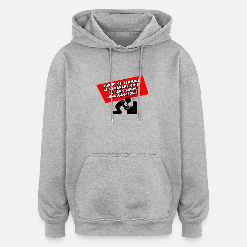 Lundigestion - Sweat à capuche oversize unisexe - gris chiné