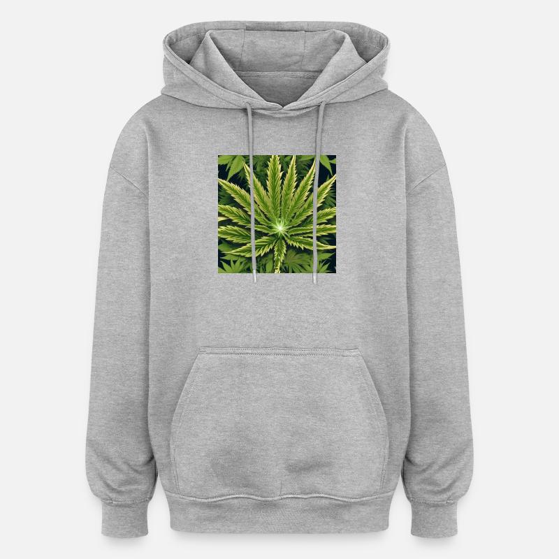 Cannabis 4 - Sweat à capuche oversize unisexe - gris chiné