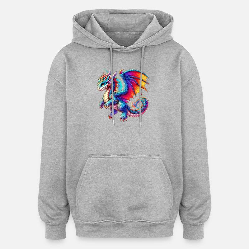 Dragon - Sweat à capuche oversize unisexe - gris chiné