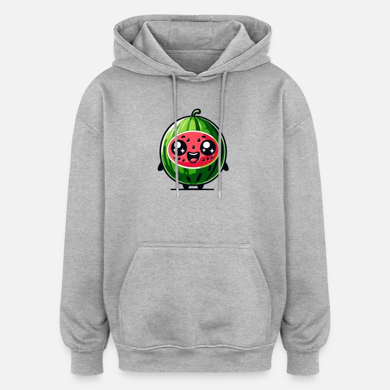 Watermelon Whimsy : la joie juteuse - Sweat à capuche oversize unisexe - gris chiné
