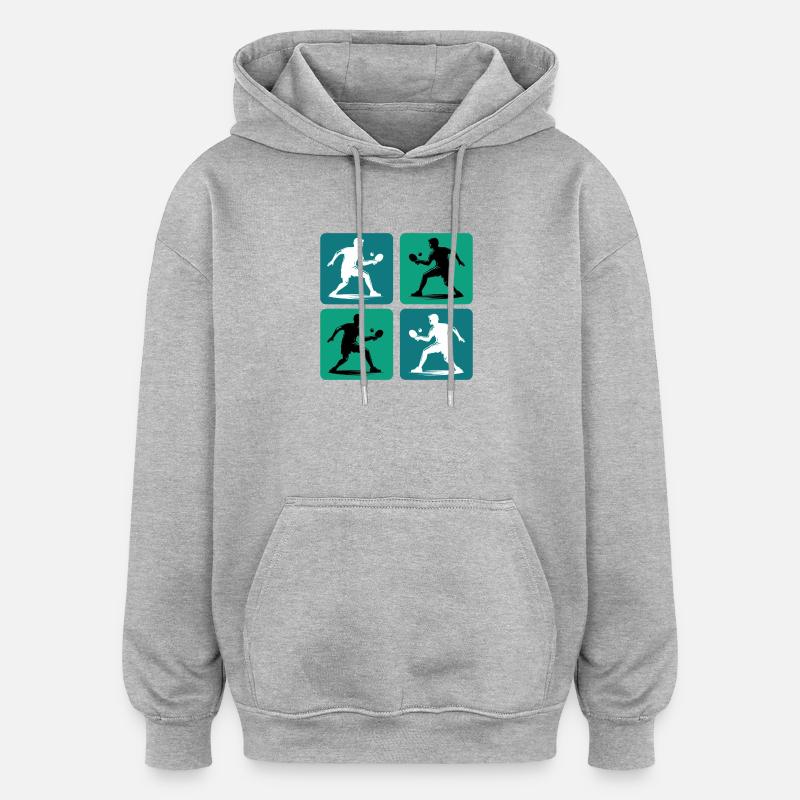 Design de tennis de table - Sweat à capuche oversize unisexe - gris chiné