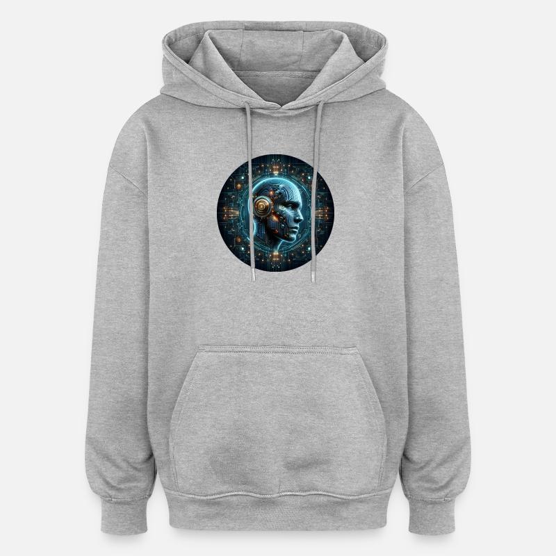 Artificial Intelligence Cyber Head Tech - Oversized Unisex Hoodie - heather grey