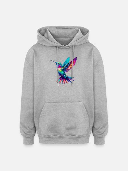 Hummingbird - Oversized Unisex Hoodie - heather grey