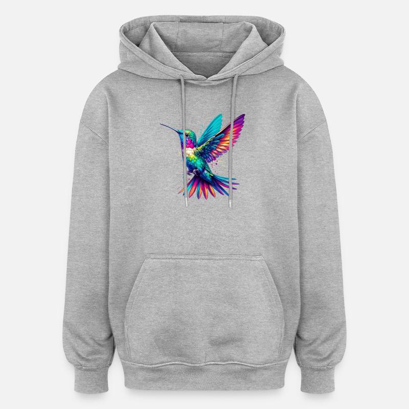 Kolibri - Oversized Unisex Hoodie - Grau meliert