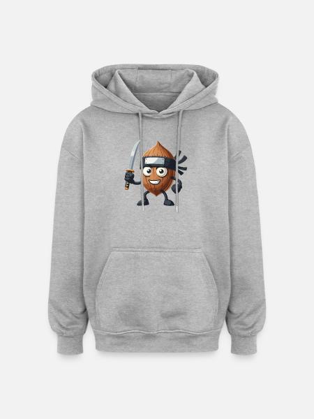 Almond Assassin: The Stealthy Snack - Oversized Unisex Hoodie - heather grey
