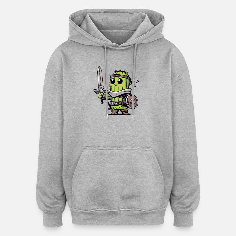 Avocado Knight: Der Bravocado-Krieger - Oversized Unisex Hoodie - Grau meliert