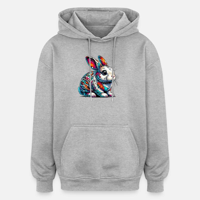 Lapin - Sweat à capuche oversize unisexe - gris chiné