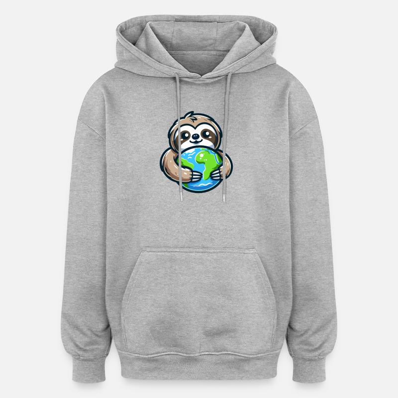 Umarme das Erdfaultier - Oversized Unisex Hoodie - Grau meliert