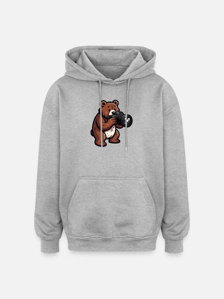 Shutterbear: The Wilderness Photographer - Oversized Unisex Hoodie - heather grey
