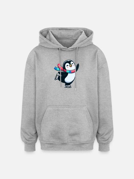 Winter Waltz Penguin: The Icy Dancer - Oversized Unisex Hoodie - heather grey