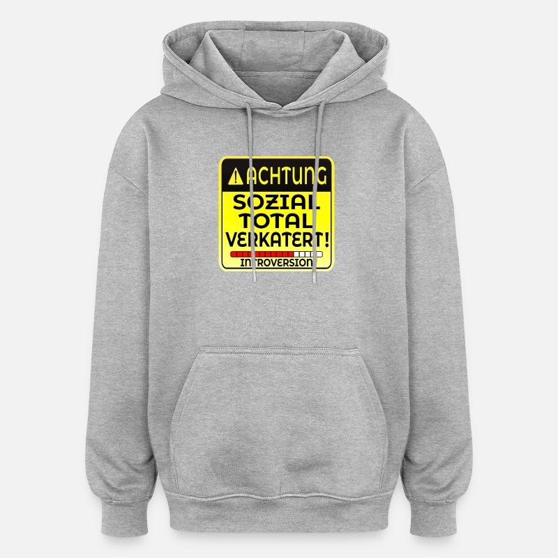 INTROVERTIERTE PERSON INTROVERSION IRONIE - Oversized Unisex Hoodie - Grau meliert