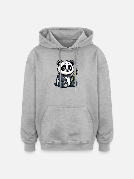 Bamboo Buddy: The Content Panda - Oversized Unisex Hoodie - heather grey