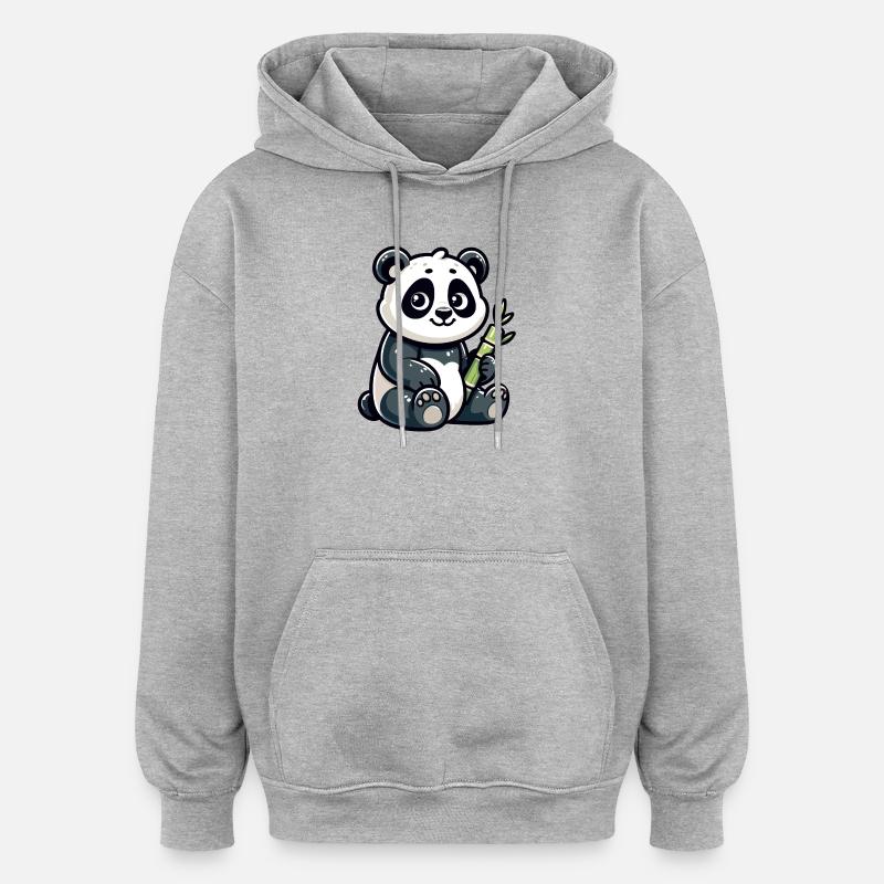 Bamboo Buddy: Der Content-Panda - Oversized Unisex Hoodie - Grau meliert