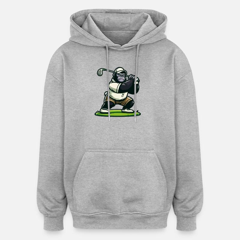 Gorille de golf - Sweat à capuche oversize unisexe - gris chiné