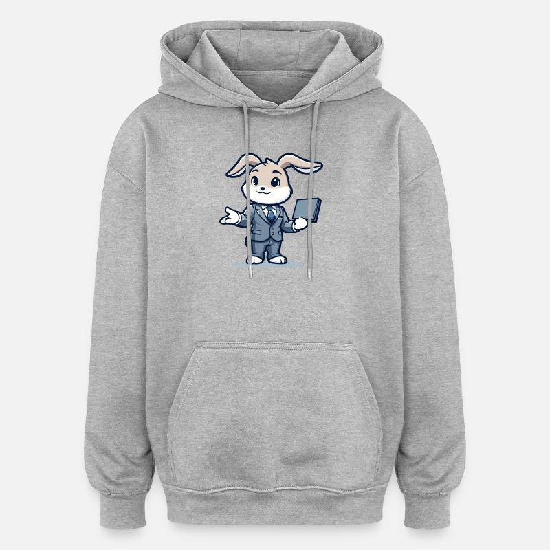 Techie Hopper: Das Unternehmenskaninchen - Oversized Unisex Hoodie - Grau meliert