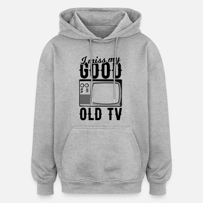 CTR TV - Sweat à capuche oversize unisexe - gris chiné