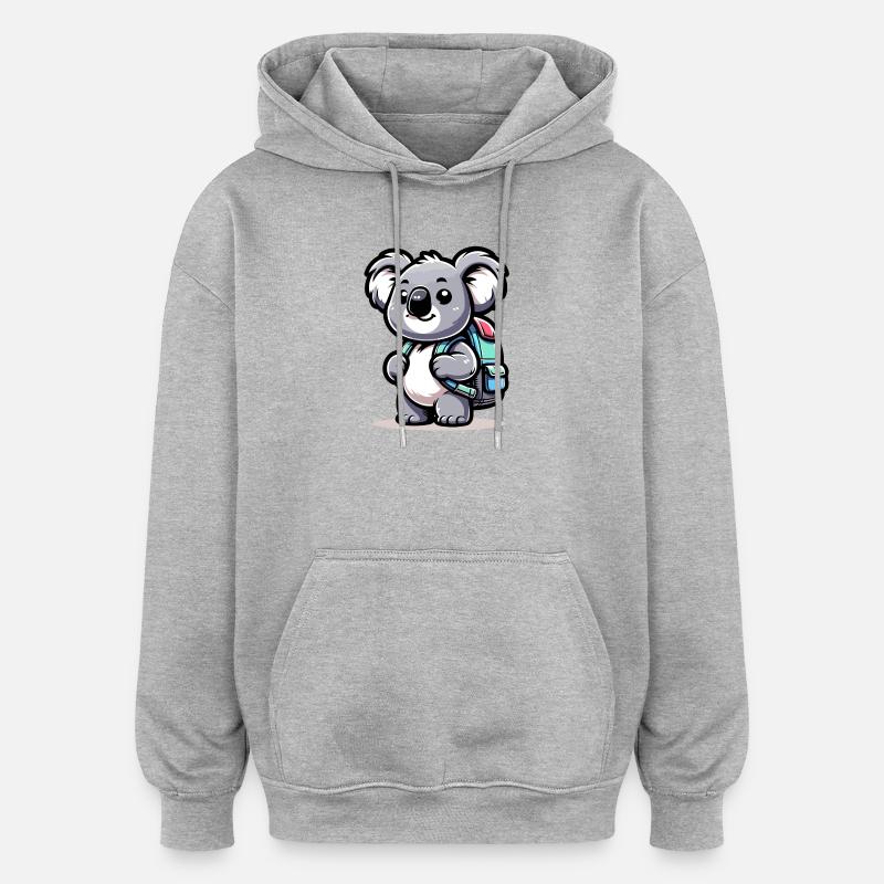 Backpacker-Koala: Der Globetrotter-Kumpel - Oversized Unisex Hoodie - Grau meliert