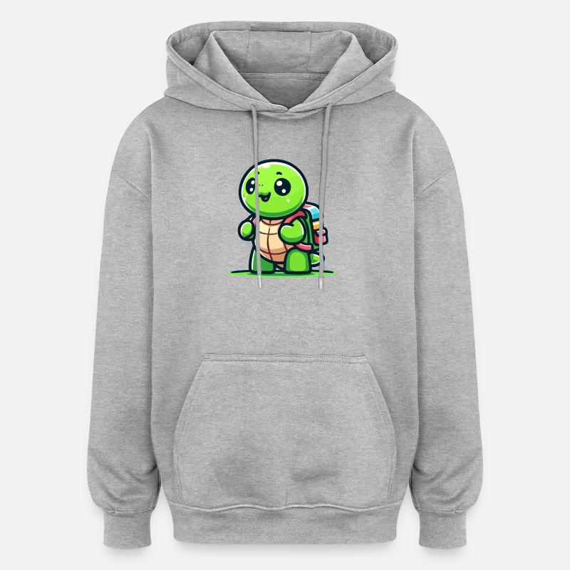 Trailblazer Turtle: Der Entdecker - Oversized Unisex Hoodie - Grau meliert