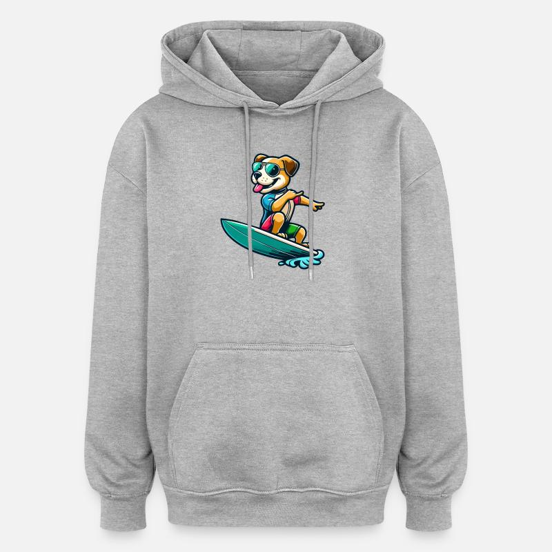 Wave Riding Buddy - Oversized Unisex Hoodie - heather grey