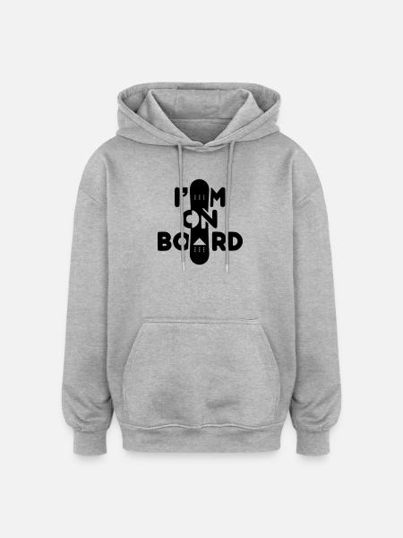 I am on Board -Snowboard - Oversized Unisex Hoodie - heather grey