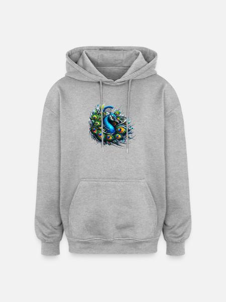 Peacock - Oversized Unisex Hoodie - heather grey
